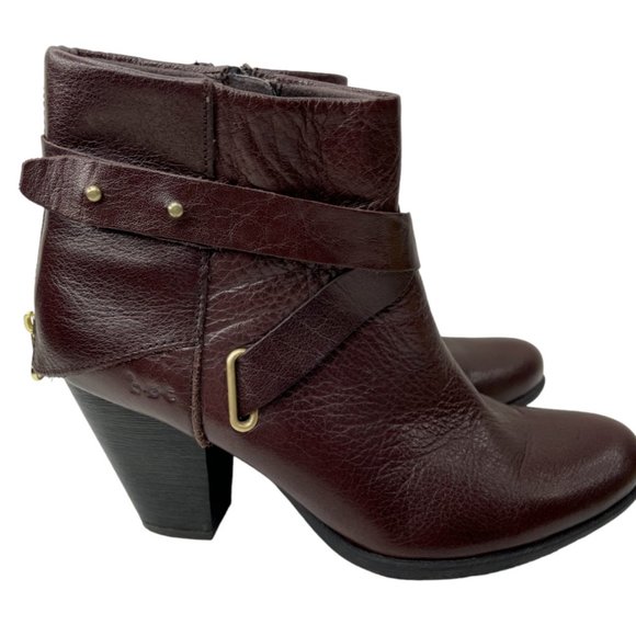 B.O.C. Born Concept Women's Richardson Brown Leather Heeled Ankle Boots Sz 6.5M - Picture 1 of 5